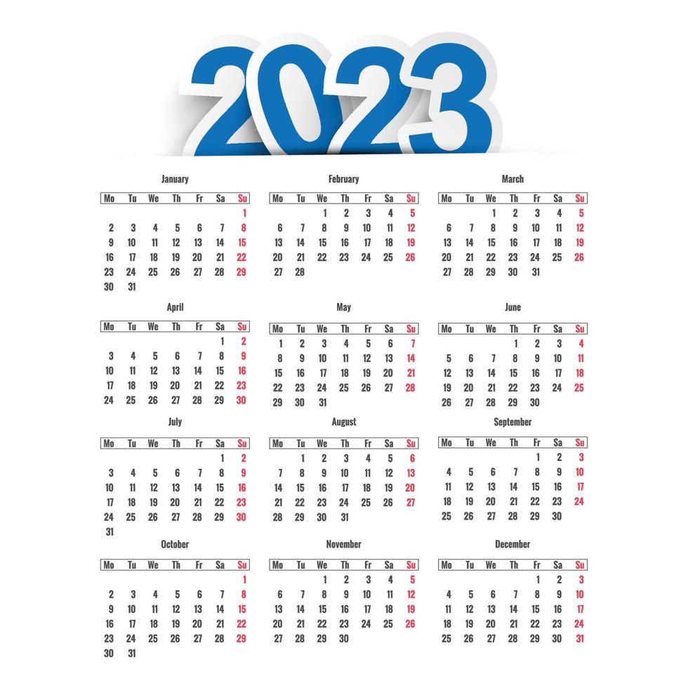 diseño de plantilla de calendario de año nuevo 2023 vector