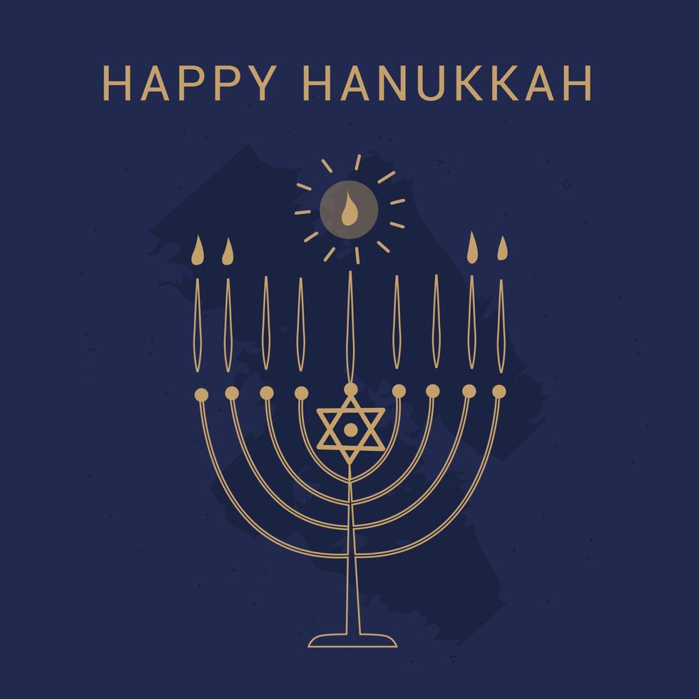 Happy Hanukkah lettering greeting card. Festive poster print typographical inscription. Vector illustration