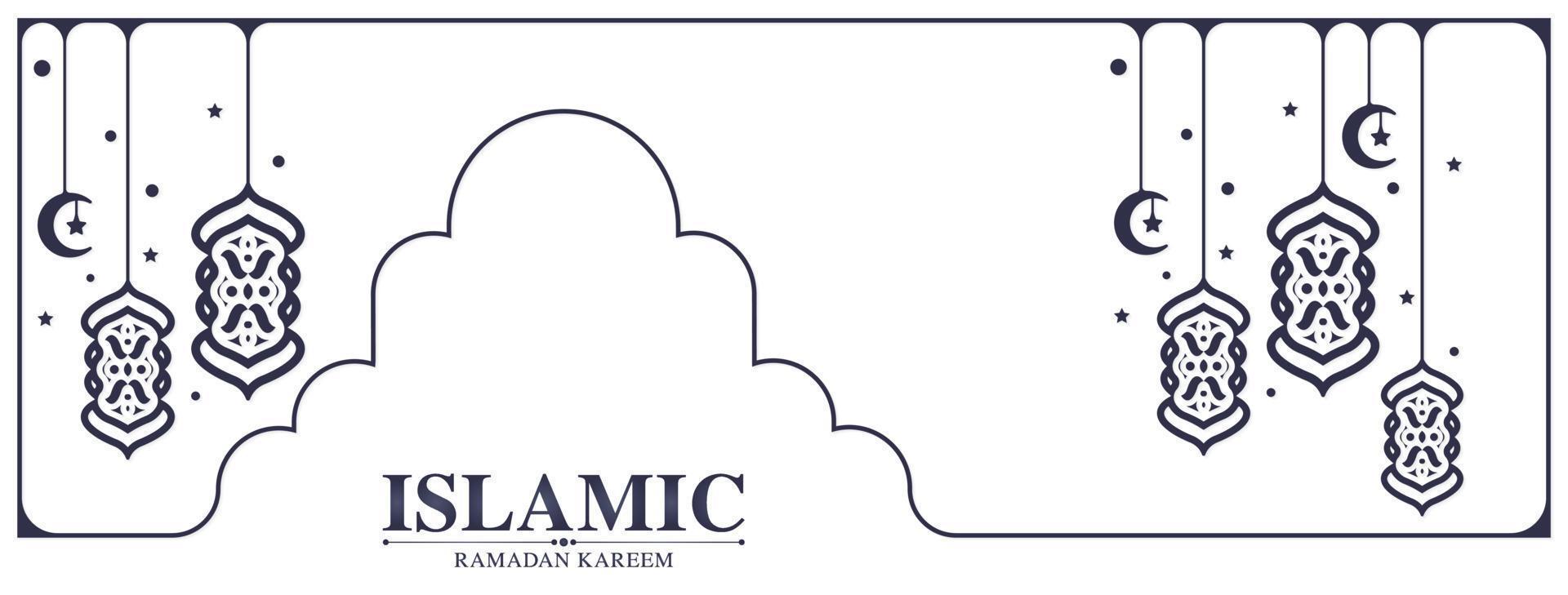 ramadan kareem background flat line style vector