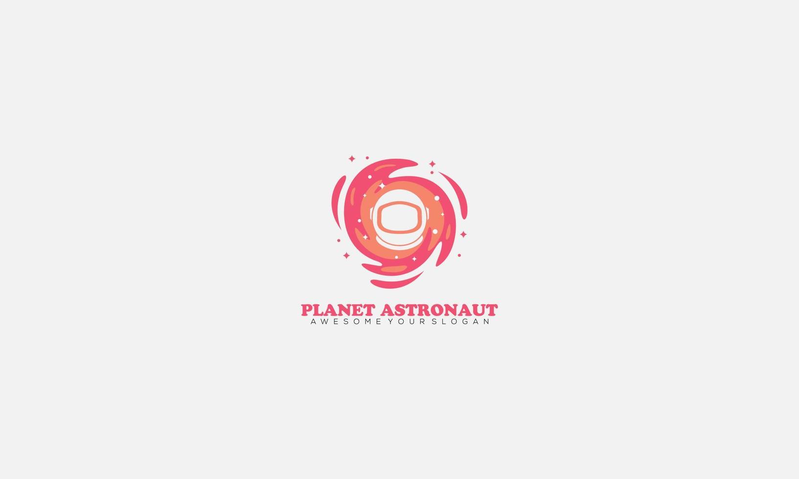 Planet Astronaut Abstract Vector Sign, Emblem, Icon or Logo Template