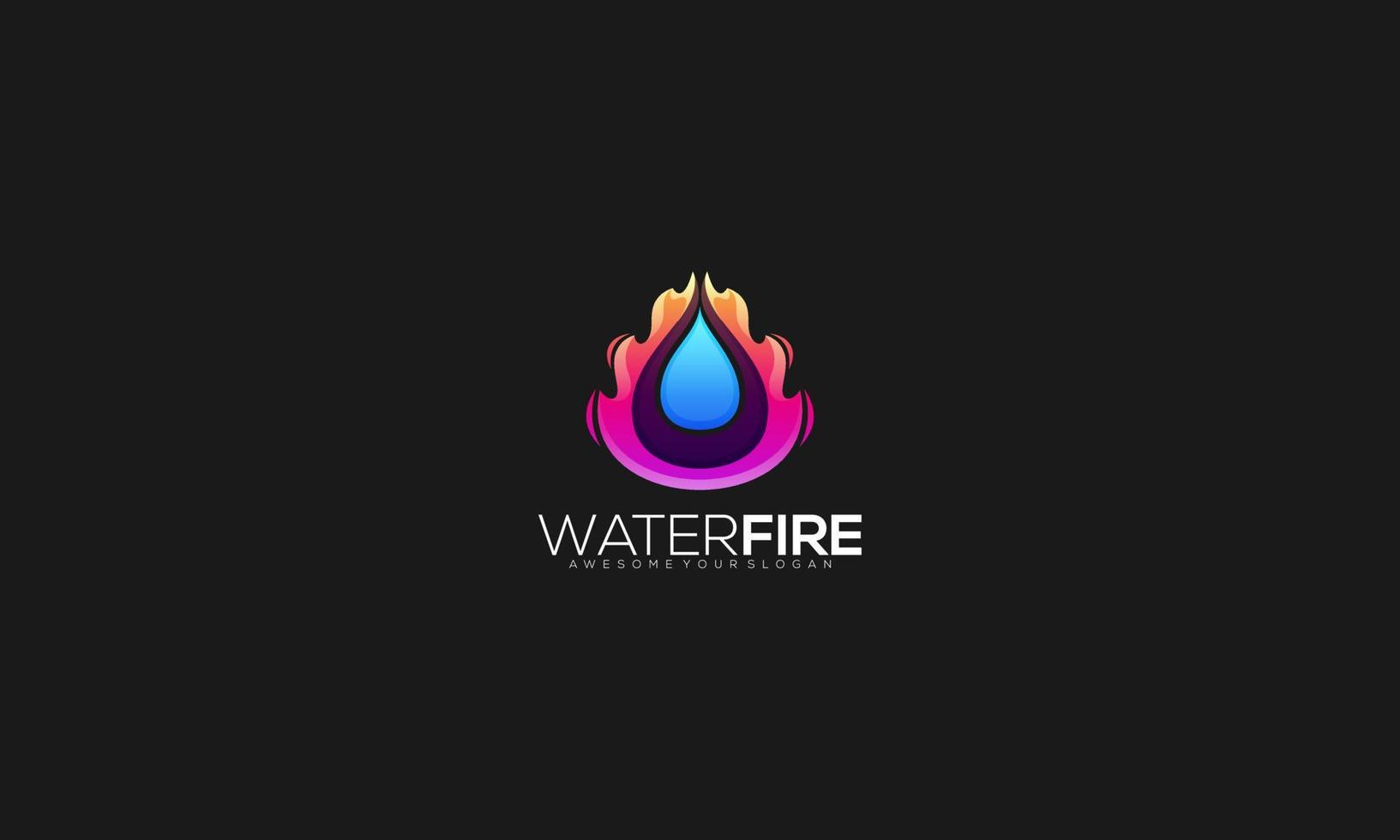 vector logo ilustración agua fuego degradado estilo colorido
