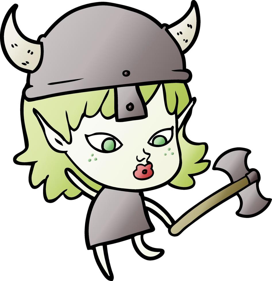 personaje de mujer vikinga vectorial en estilo de dibujos animados vector