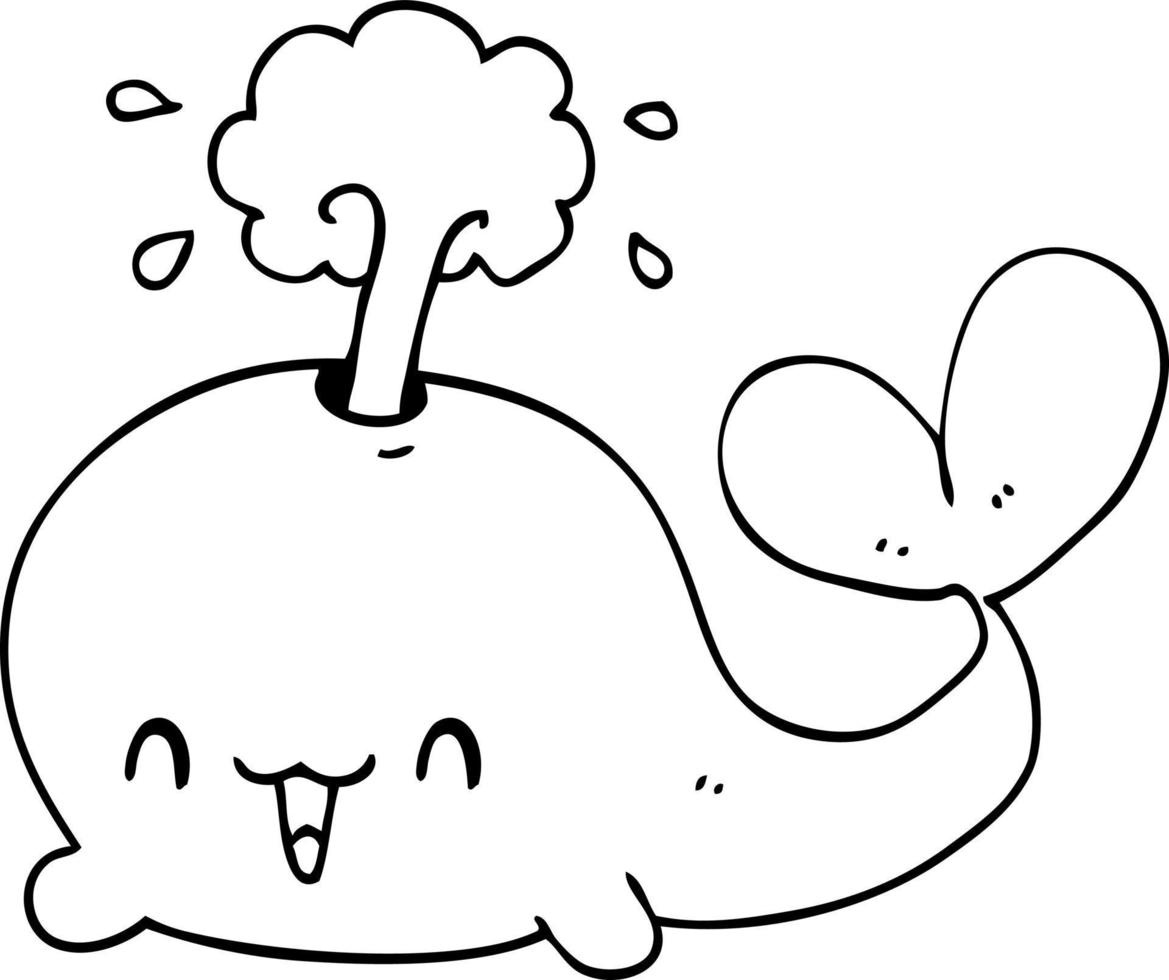 line drawing cartoon whale vector