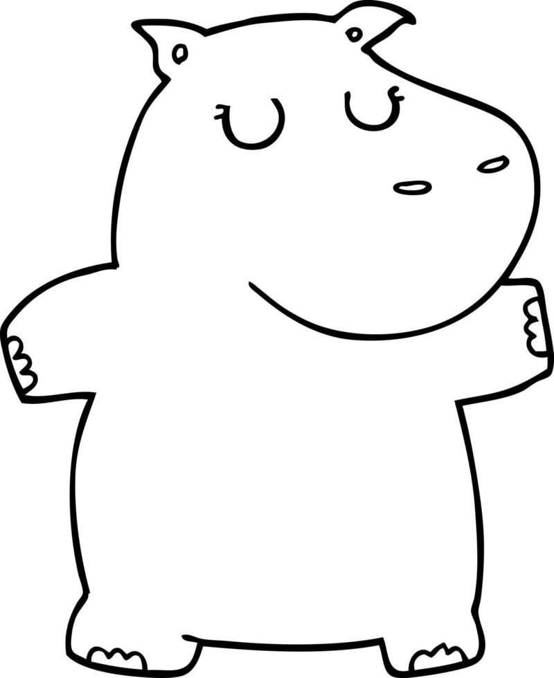 line drawing cartoon hippo vector