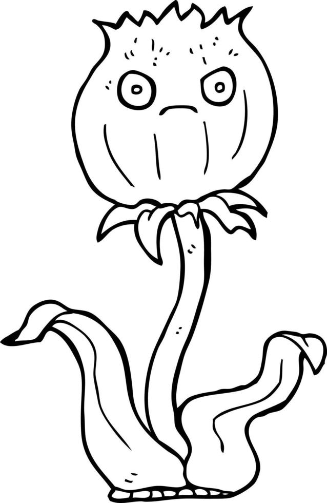 line drawing cartoon flower vector