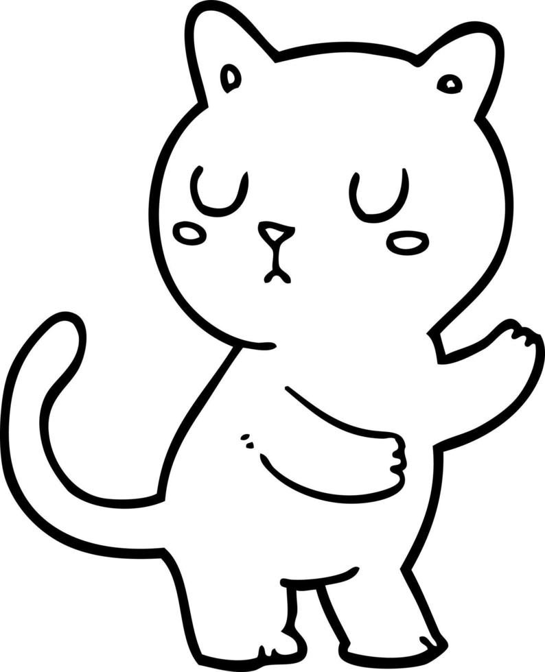 line drawing cartoon cat vector