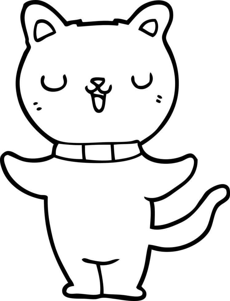 line drawing cartoon cat vector