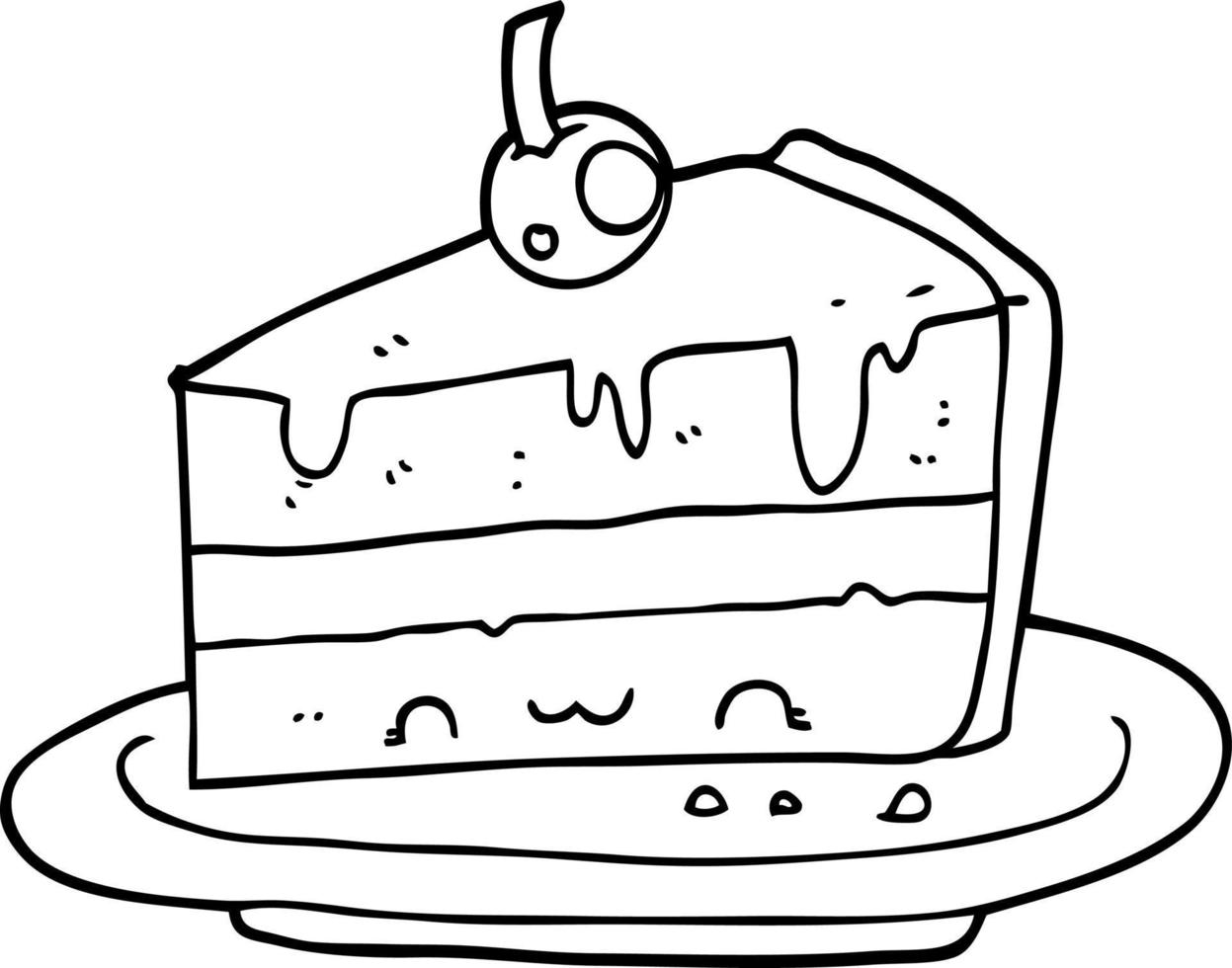 line drawing cartoon cake vector