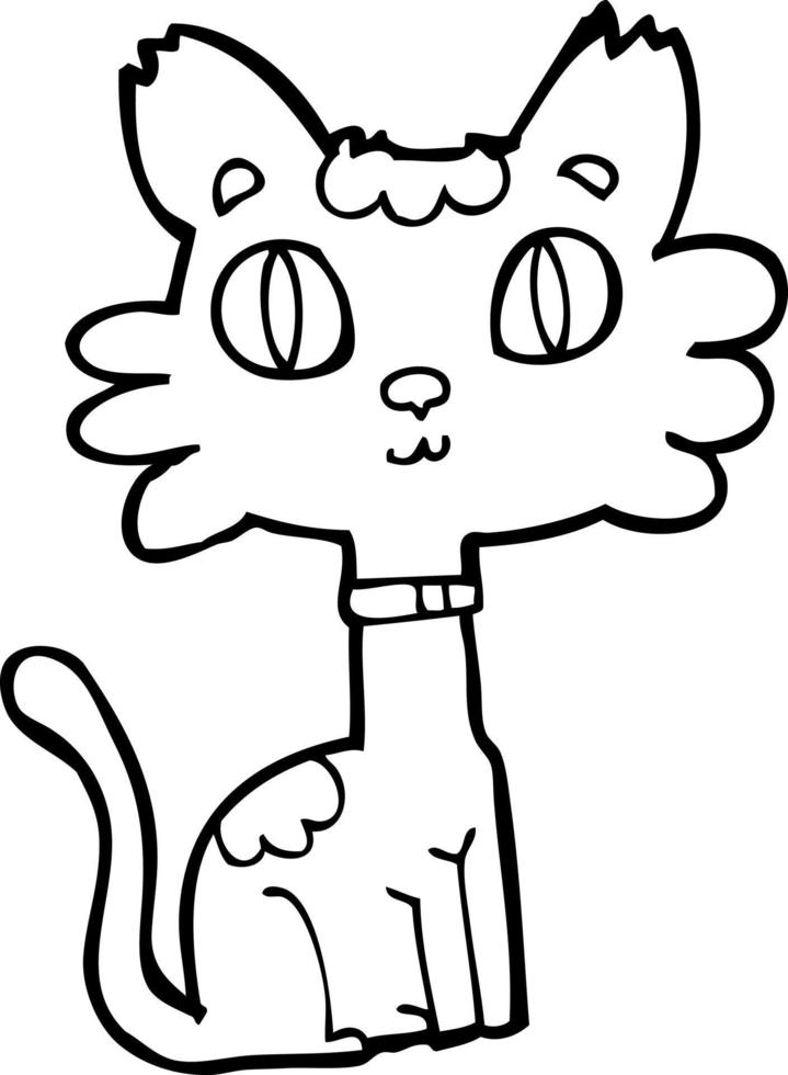 line drawing cartoon cat vector