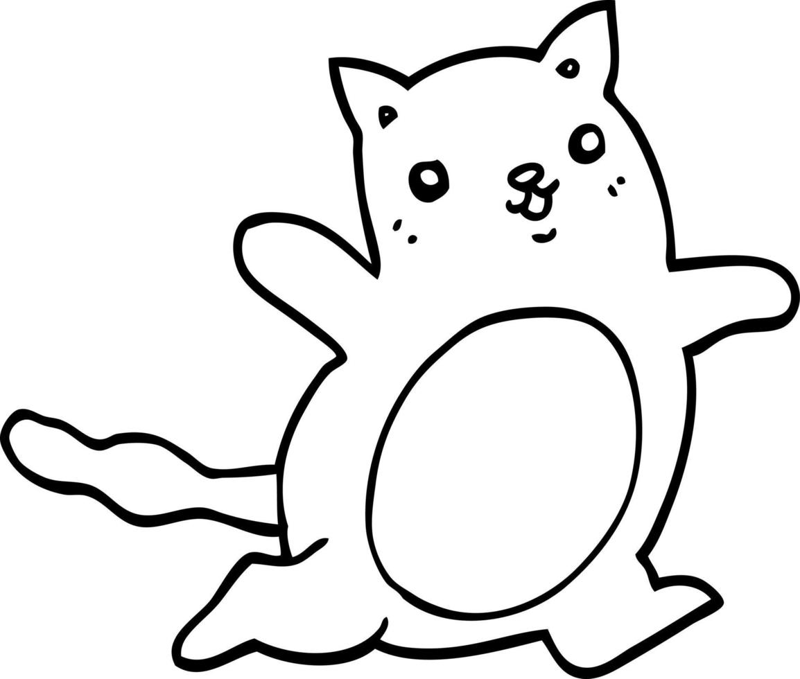 line drawing cartoon cat vector