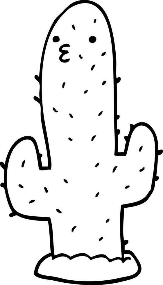 line drawing cartoon cactus vector