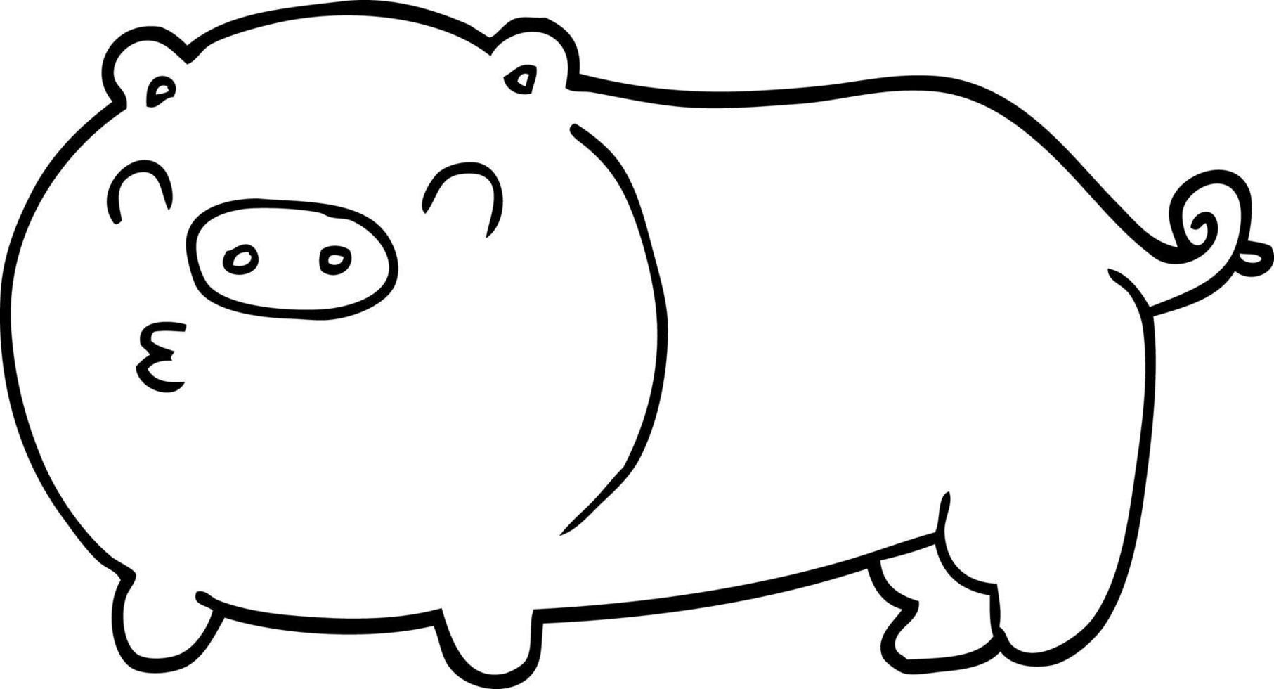 line drawing cartoon pig vector