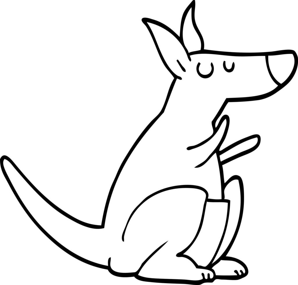 line drawing cartoon kangaroo vector