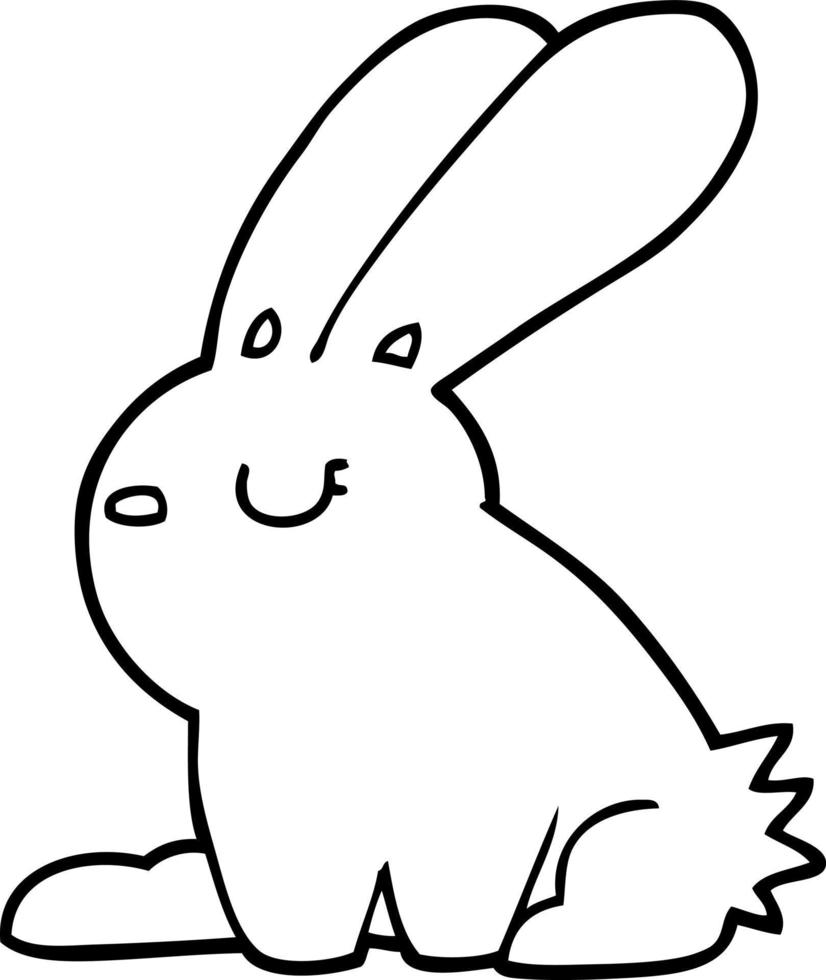 line drawing cartoon rabbit vector