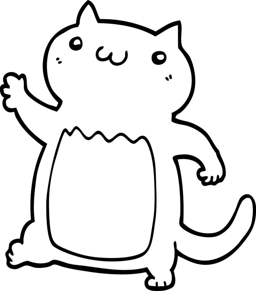 line drawing cartoon cat vector