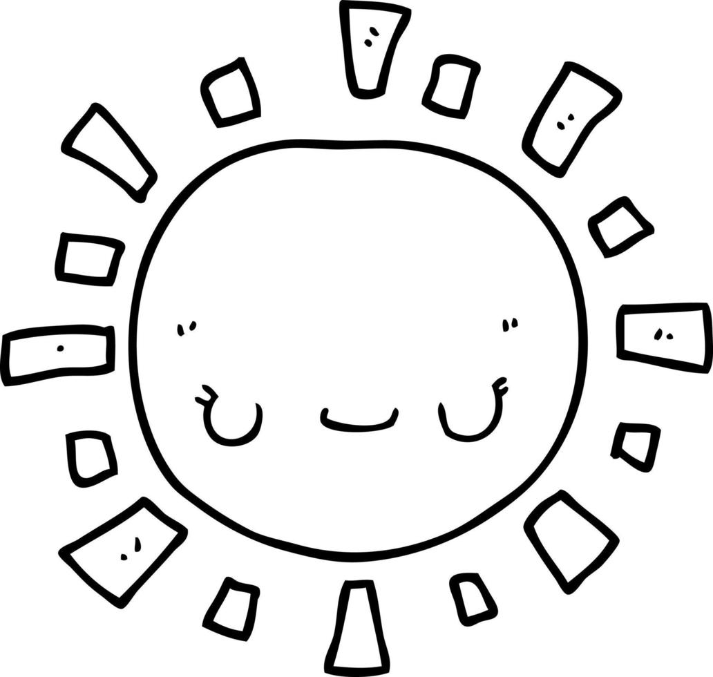 line drawing cartoon sun vector