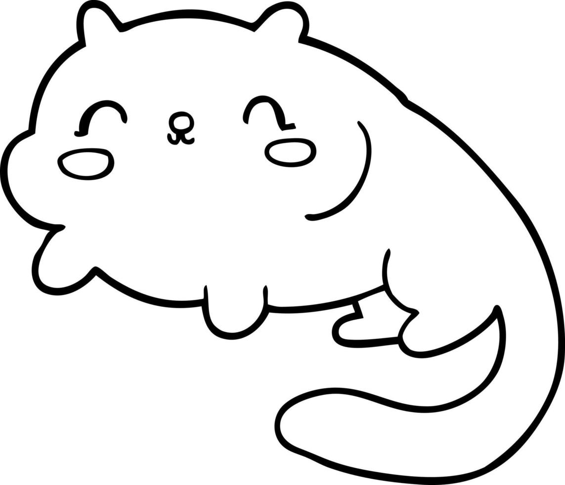 line drawing cartoon cat vector