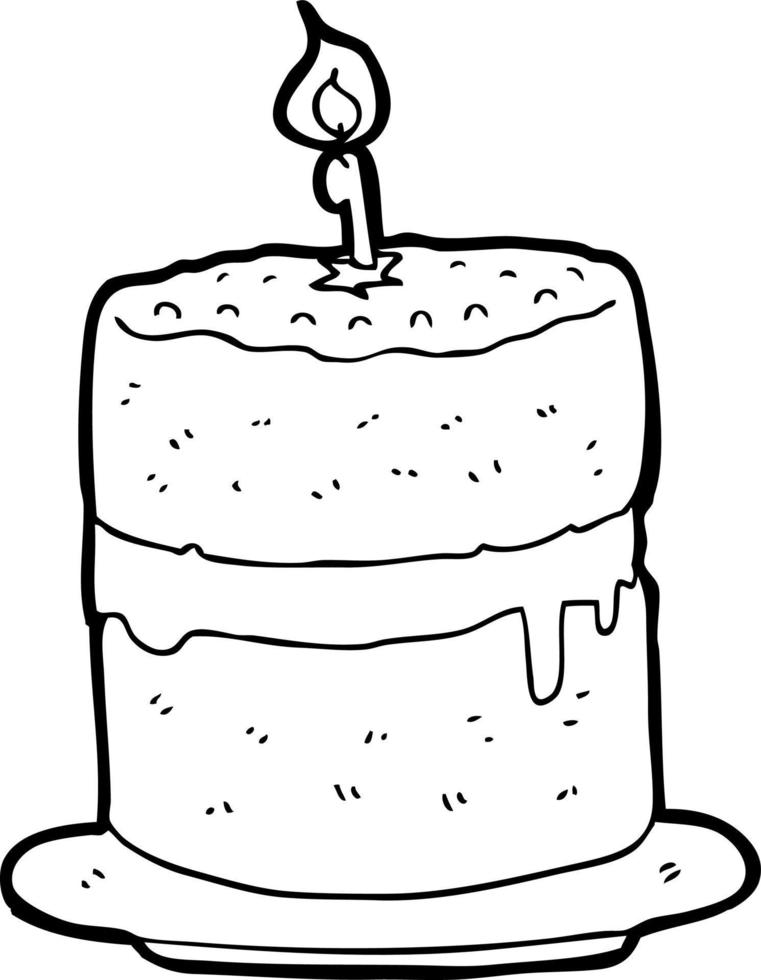line drawing cartoon cake vector