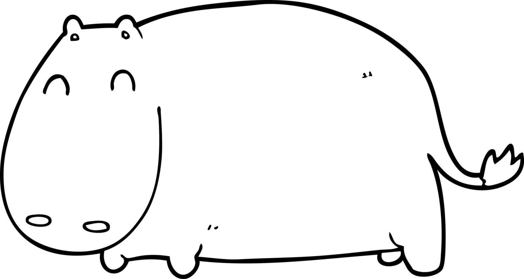 hipopótamo de dibujos animados de dibujo lineal vector