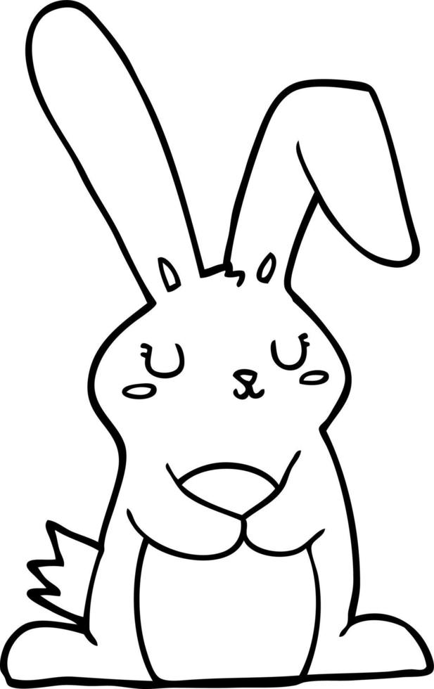 line drawing cartoon rabbit vector