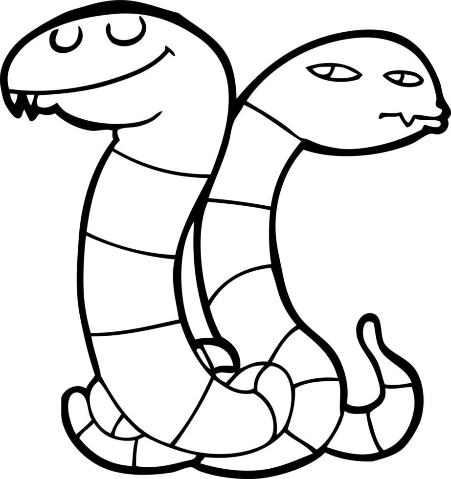 line drawing cartoon snakes vector