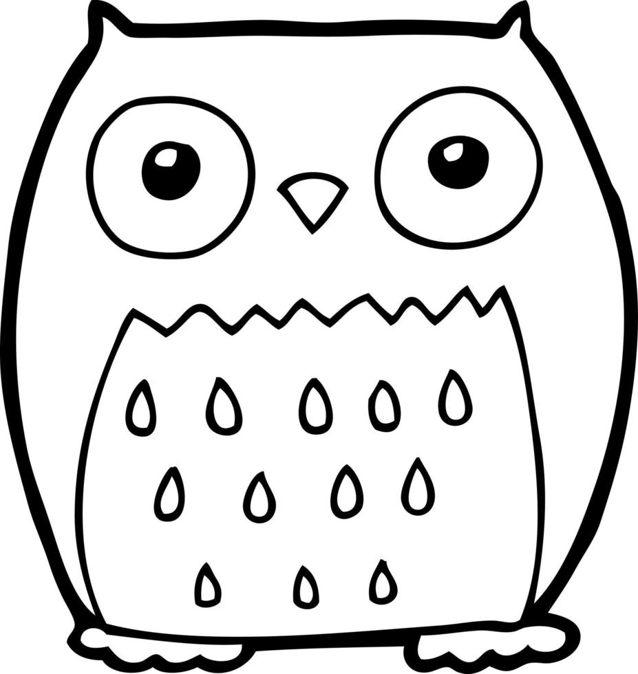 line drawing cartoon owl vector