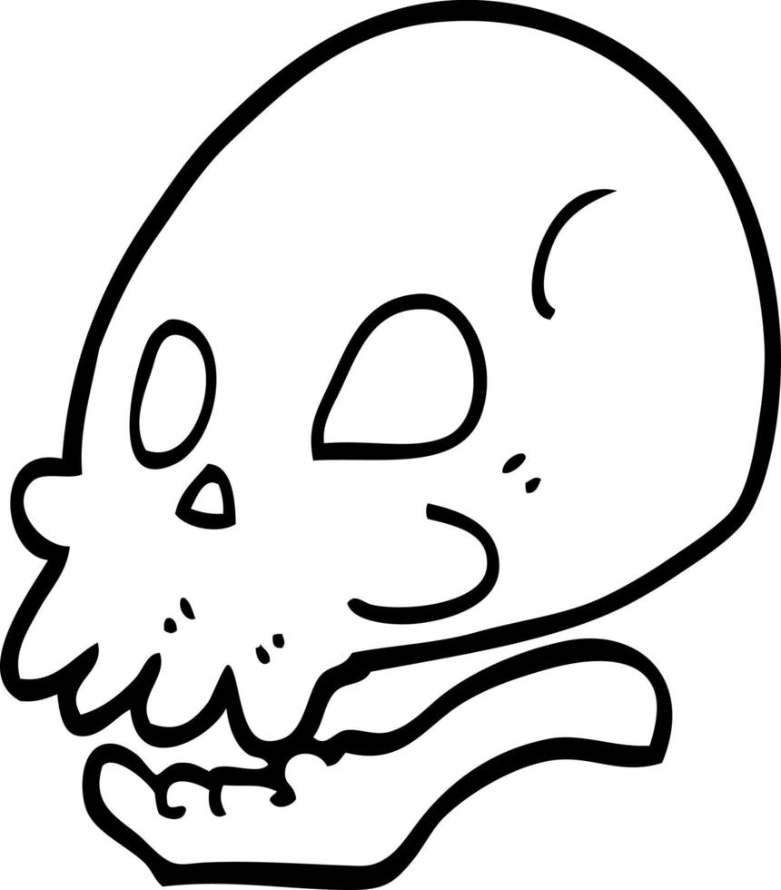 line drawing cartoon skull vector