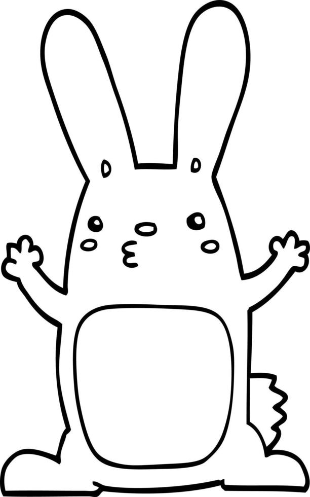 line drawing cartoon rabbit vector