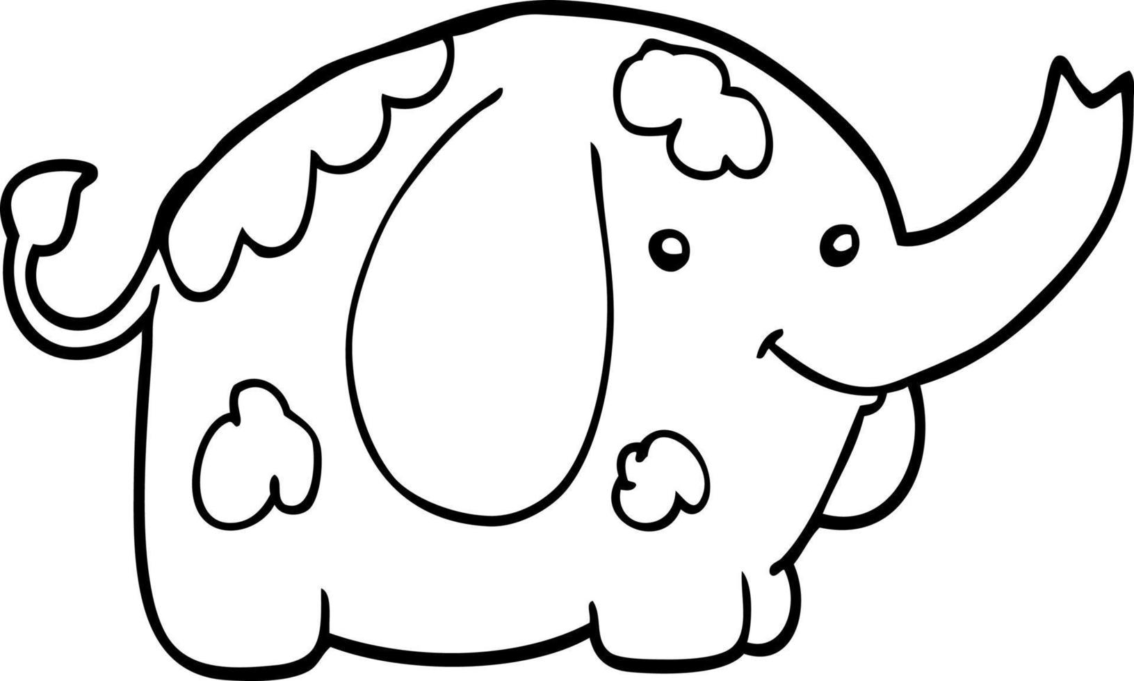 elefante de dibujos animados de dibujo lineal vector