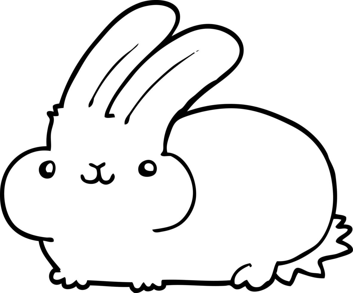 line drawing cartoon rabbit vector