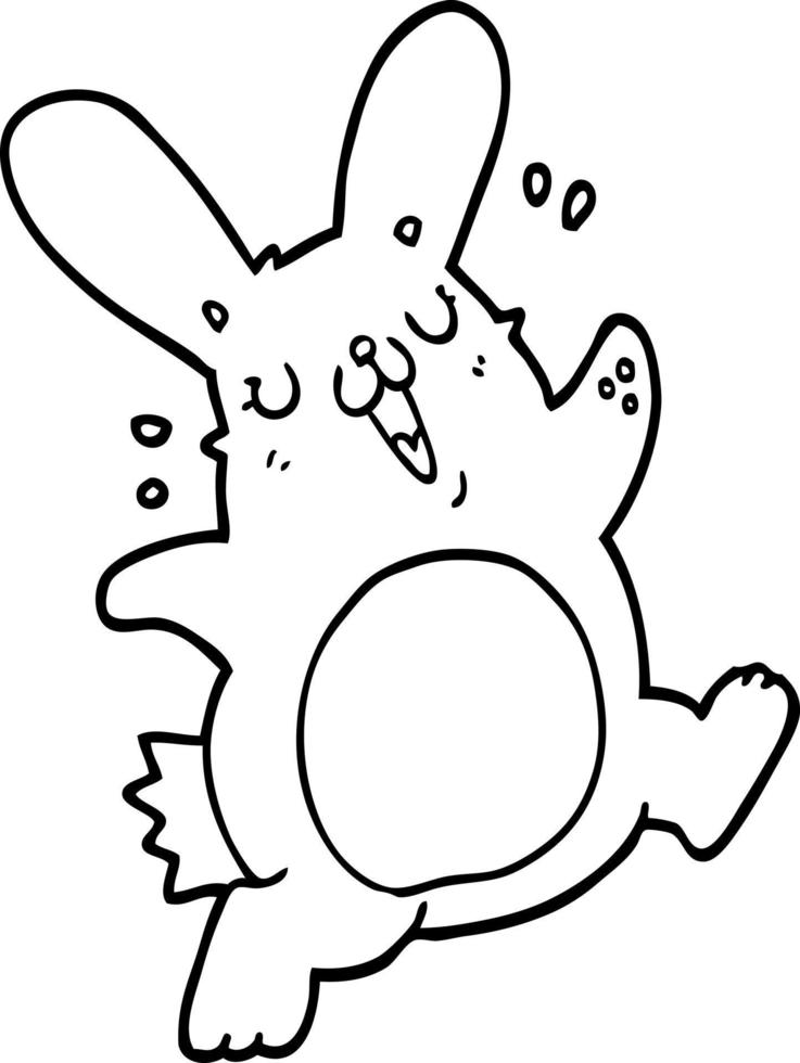 line drawing cartoon rabbit vector