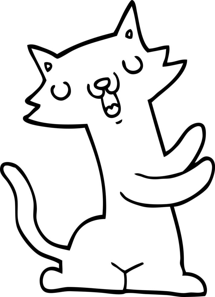 line drawing cartoon cat vector