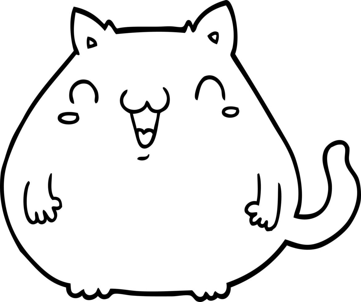 gato de dibujos animados de dibujo lineal vector