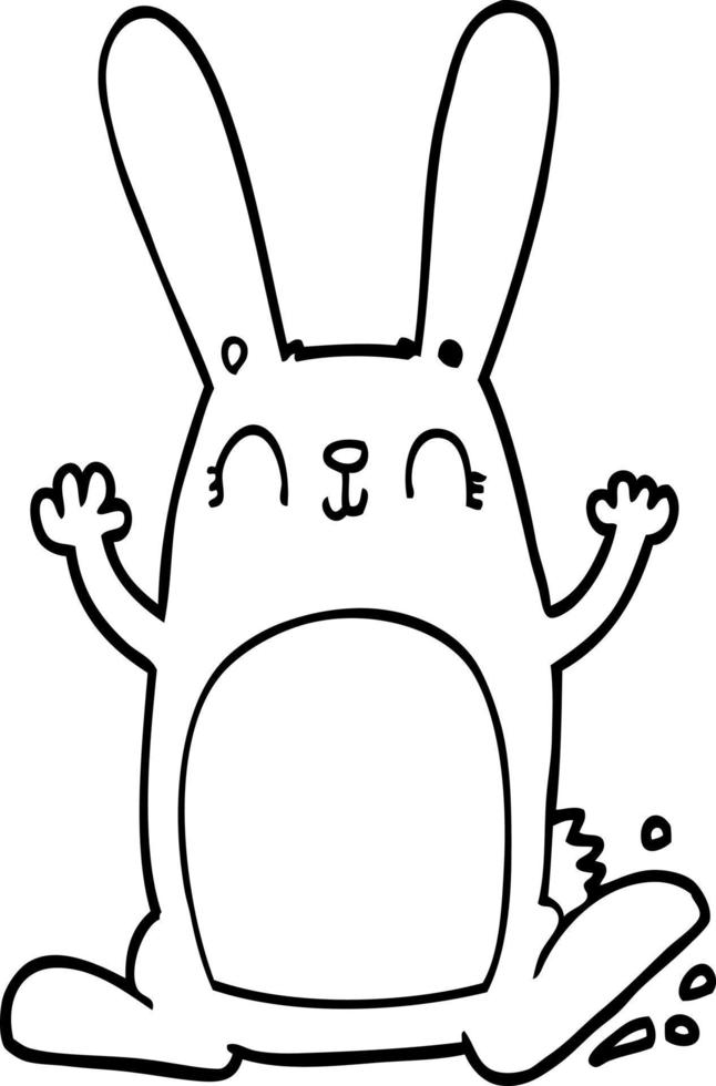 line drawing cartoon rabbit vector