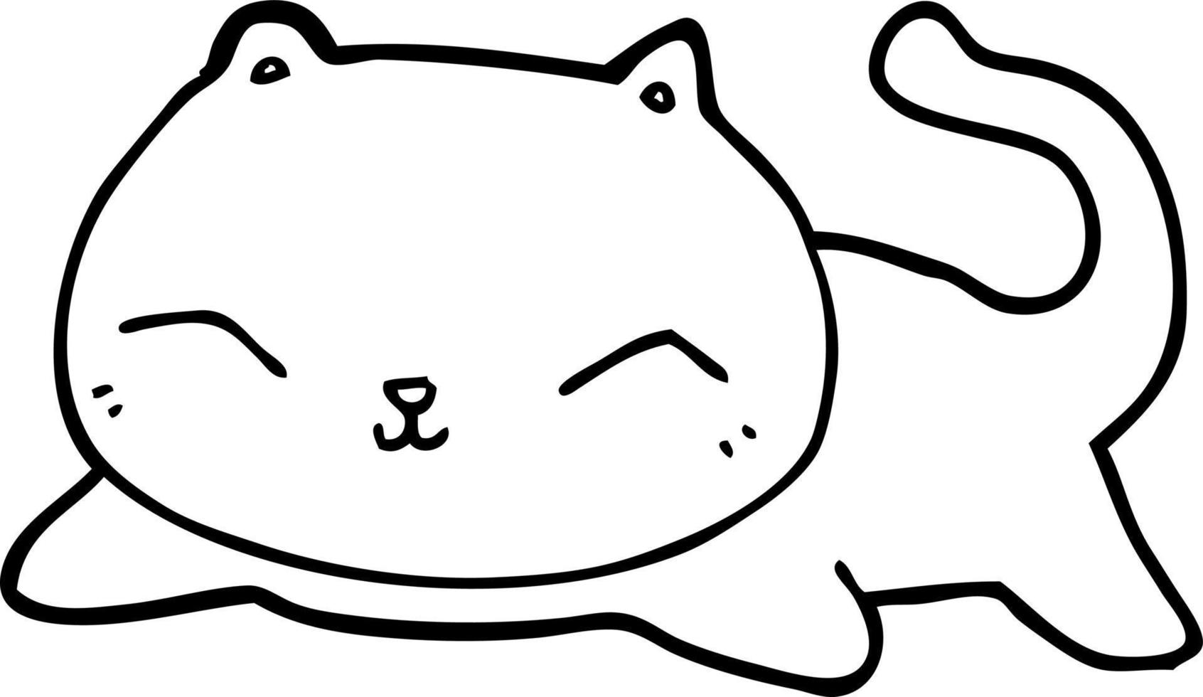 line drawing cartoon cat vector