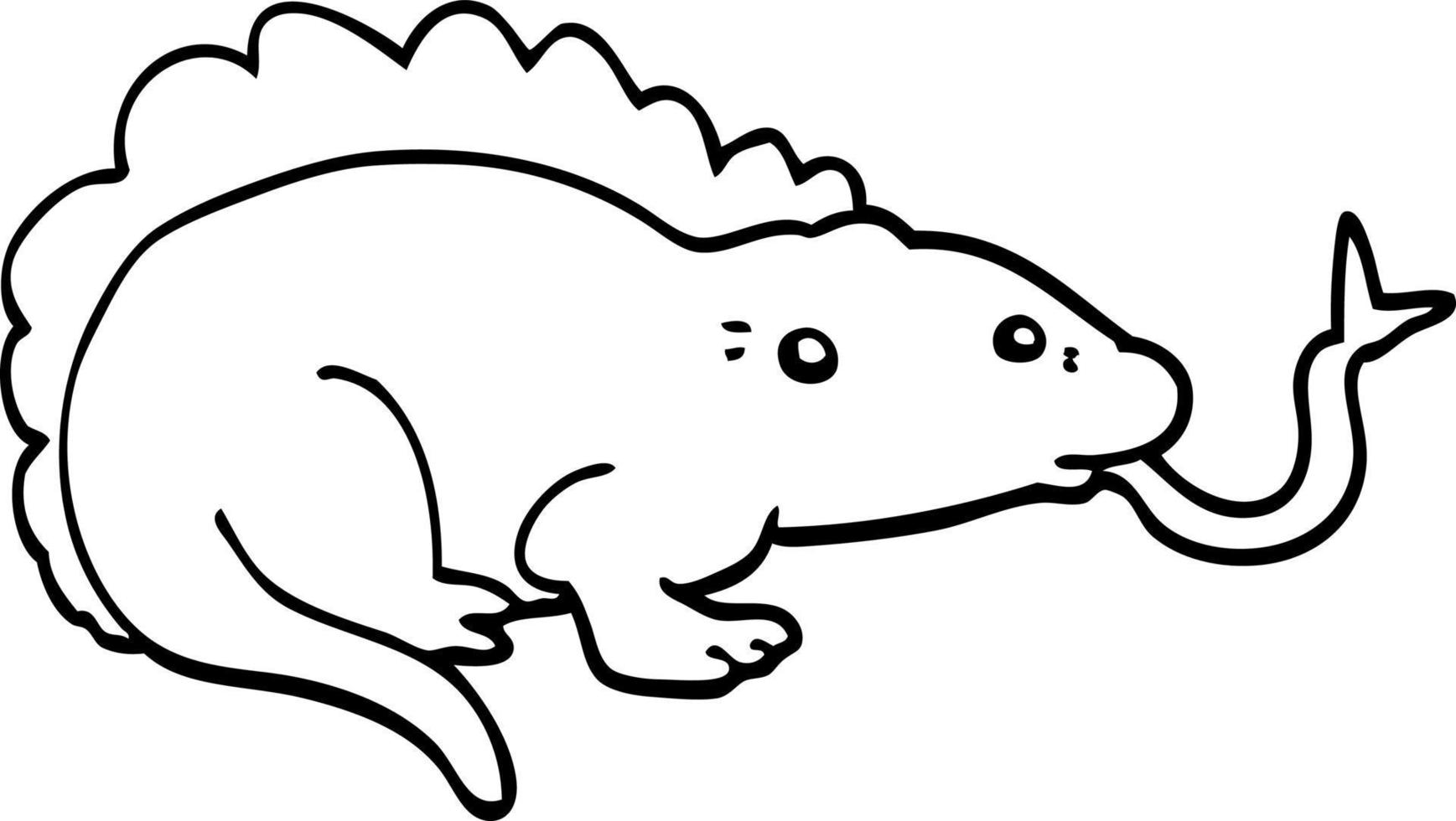 line drawing cartoon lizard vector