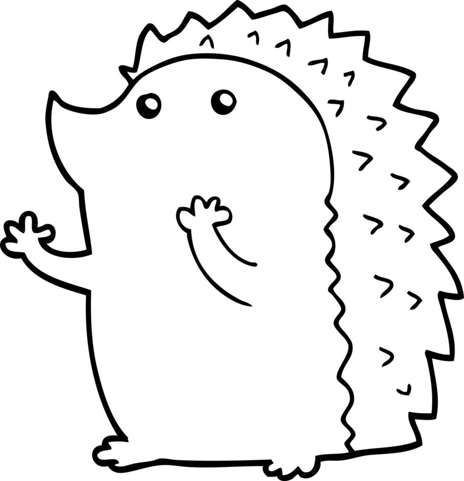 line drawing cartoon hedgehog vector