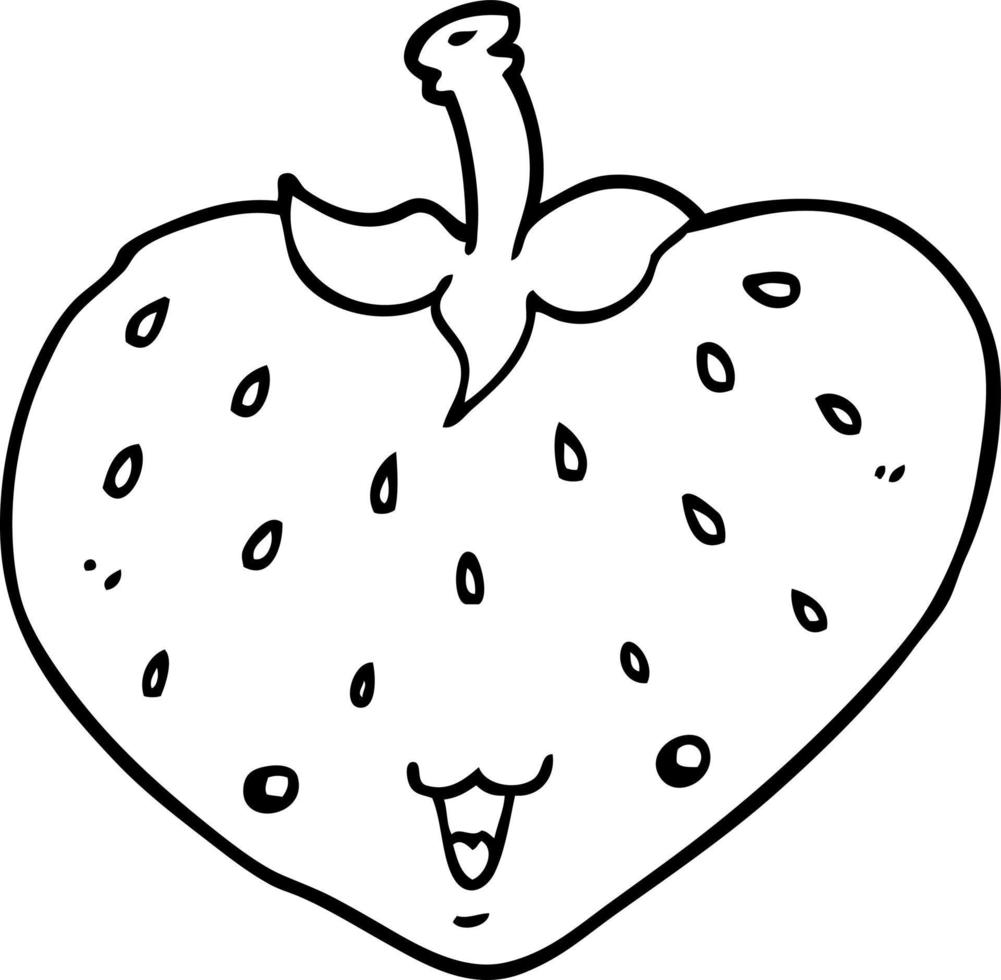 line drawing cartoon strawberry vector