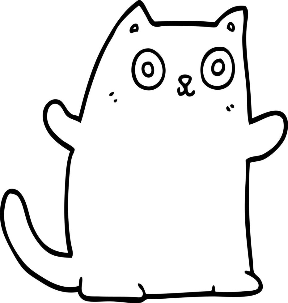 line drawing cartoon cat vector