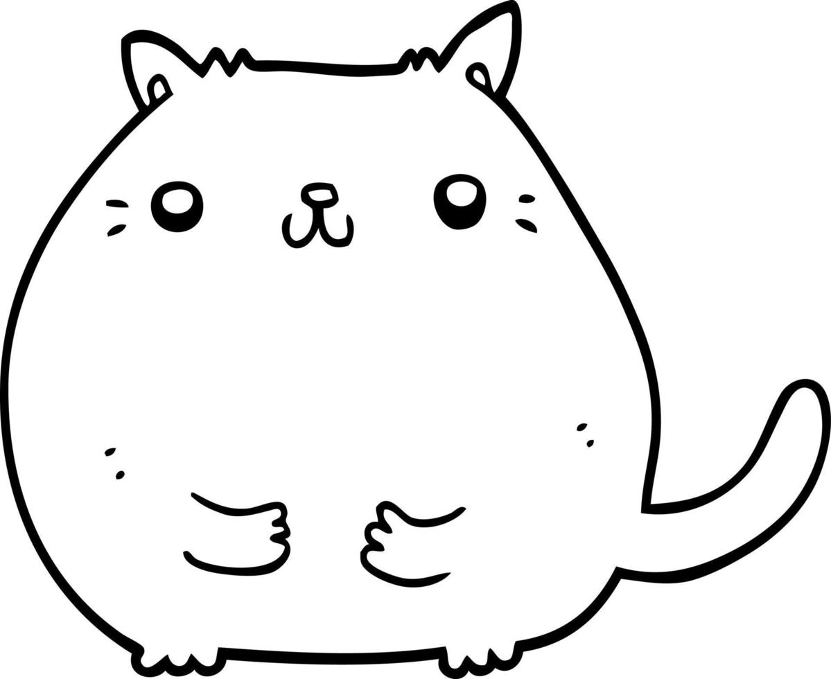 line drawing cartoon cat vector