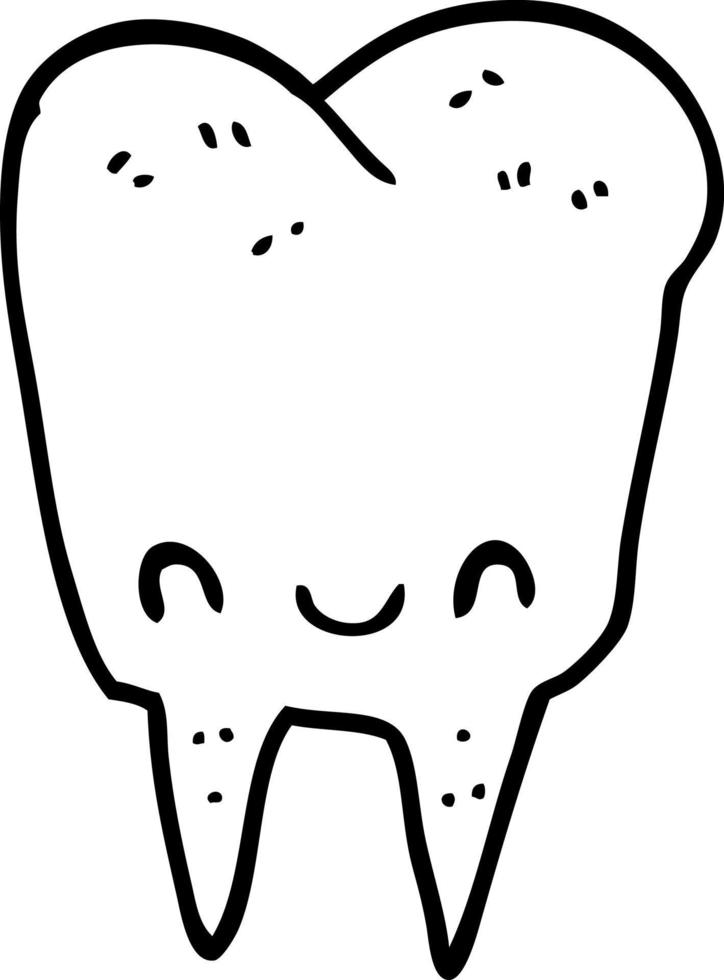 line drawing cartoon tooth vector