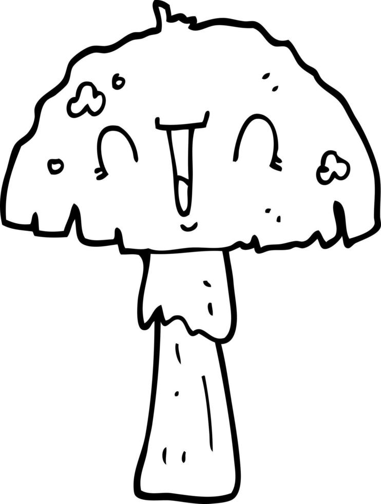 line drawing cartoon mushroom vector