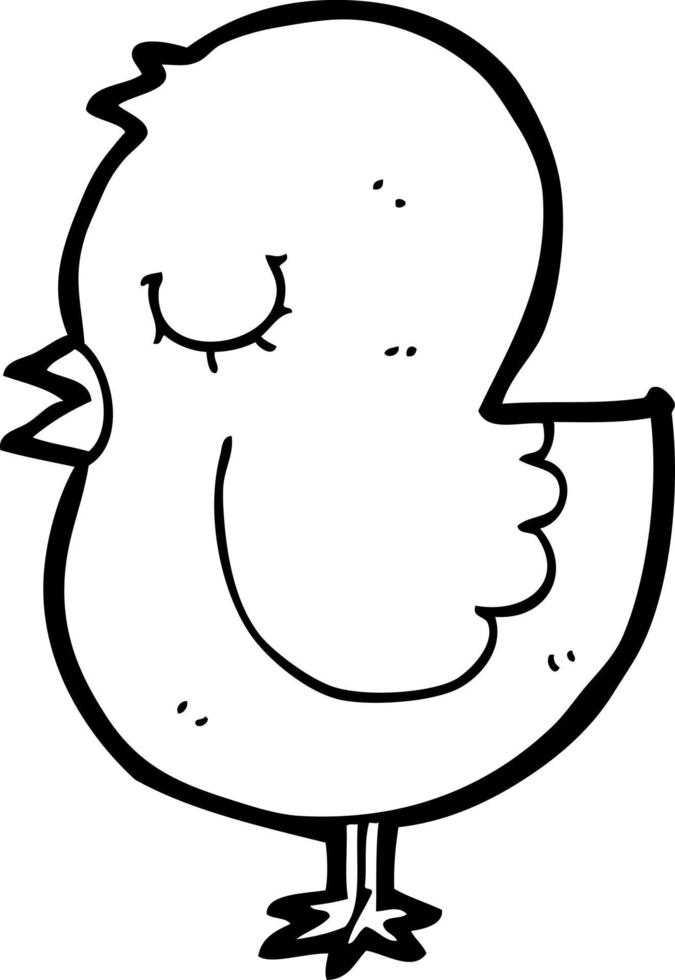 line drawing cartoon bird vector