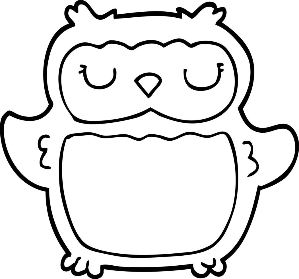 line drawing cartoon owl vector