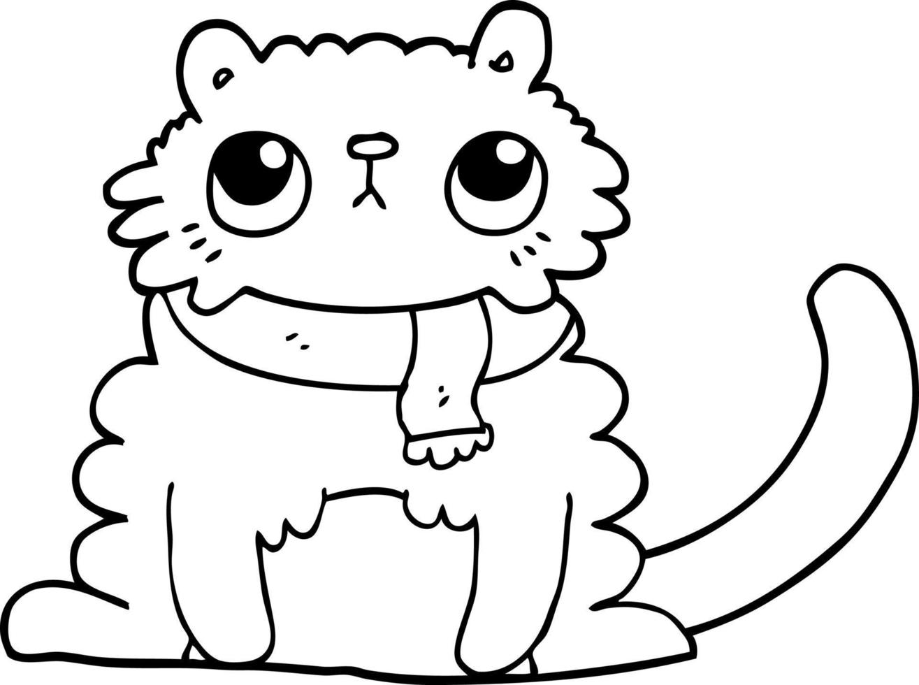 line drawing cartoon cat vector