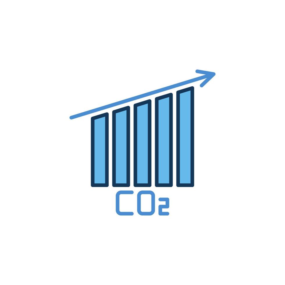 CO2 - Carbon Dioxide Bar Chart with Arrow colored icon vector