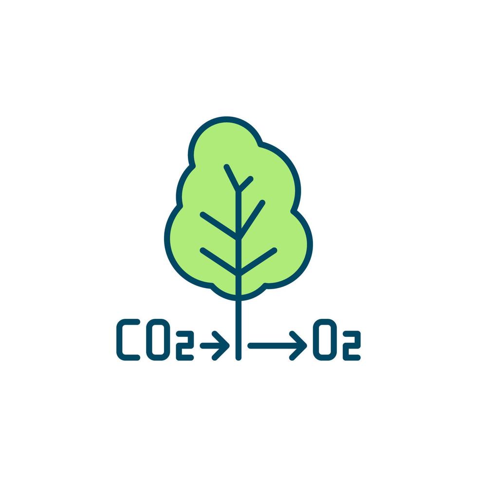 CO2 Tree O2 Oxygen vector Carbon Cycle modern icon
