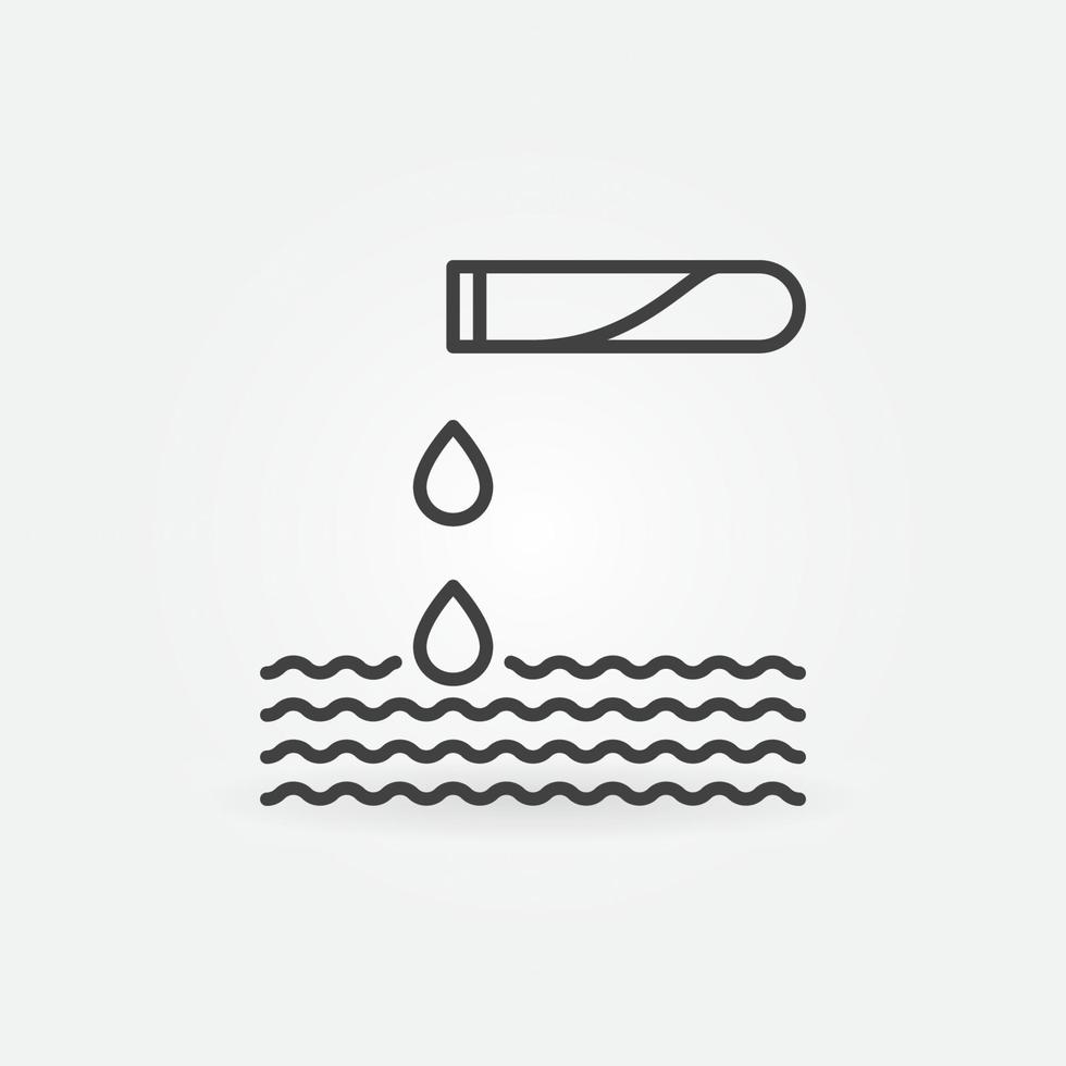Test Tube with Water Drops outline vector concept icon