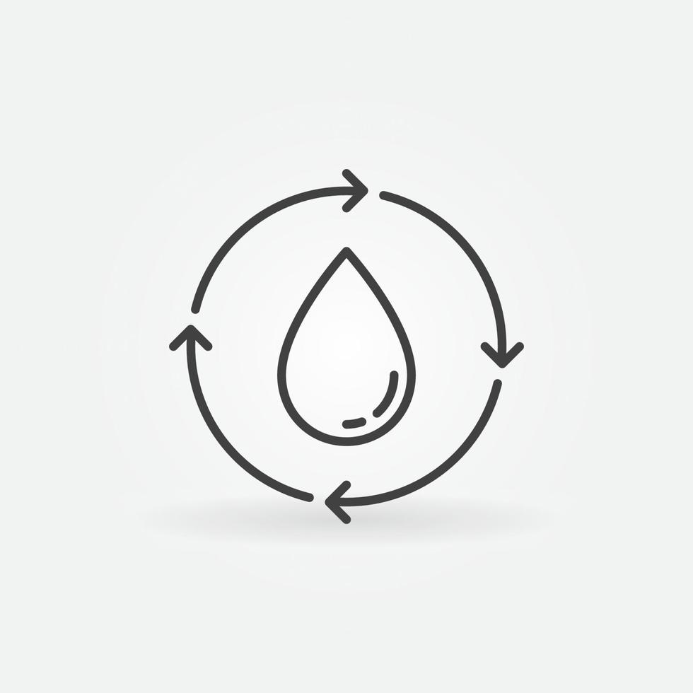 Water Recycling line icon. Water Drop in Arrows vector sign