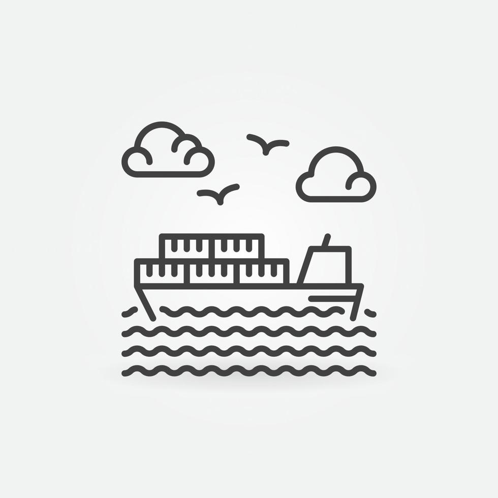 Cargo Ship with Containers linear vector concept icon